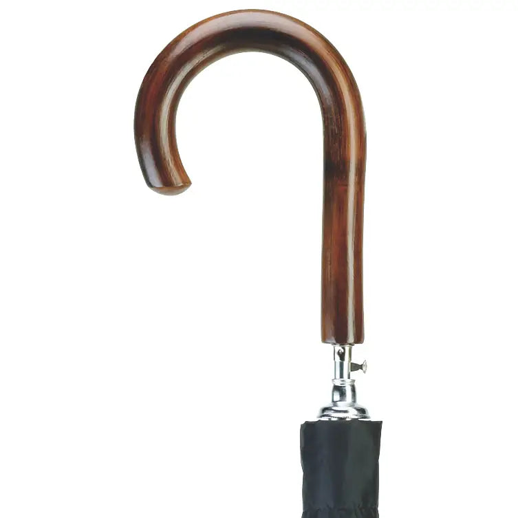 Wood Crook Handle Umbrella - Black