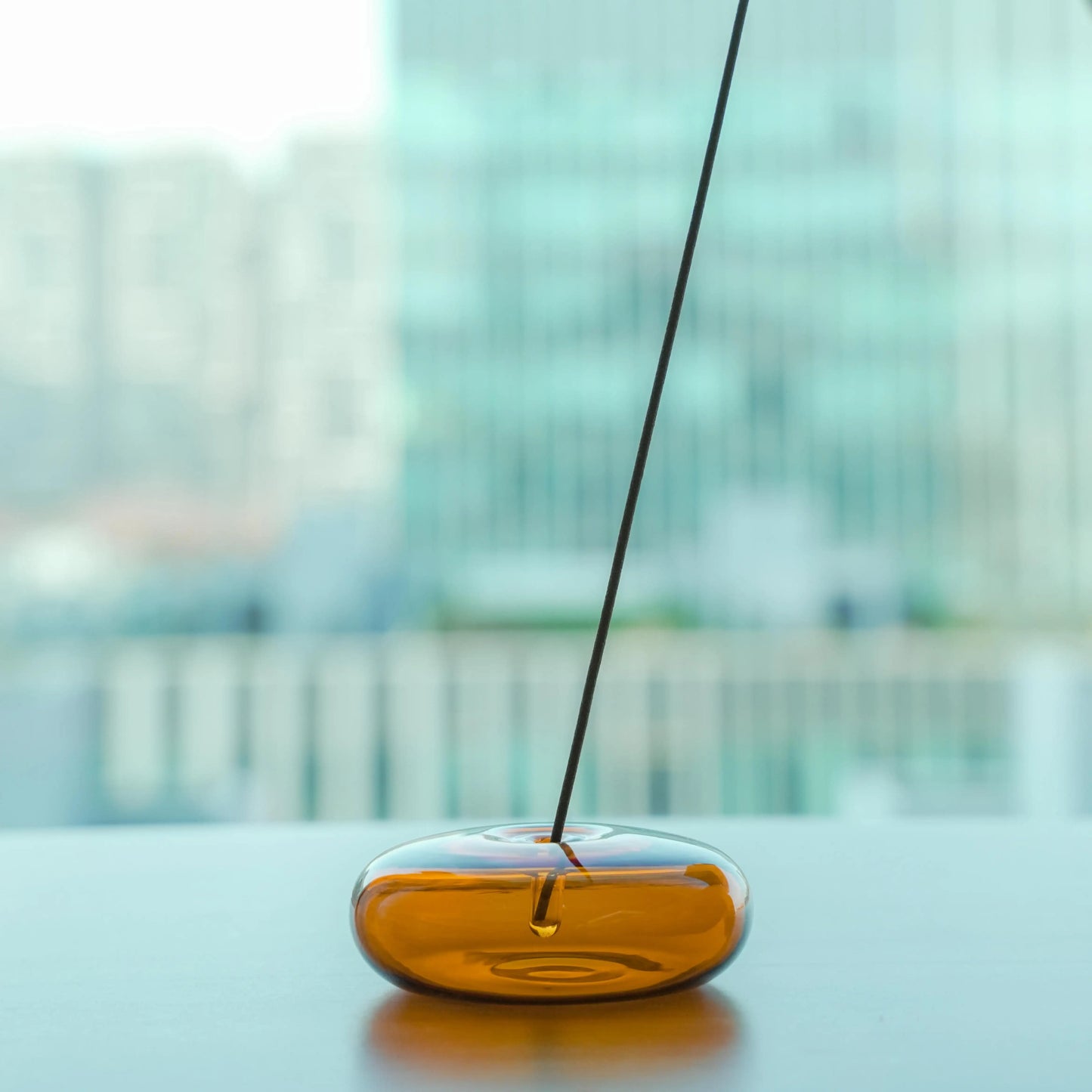 Pebble Glass Incense Holder - Amber